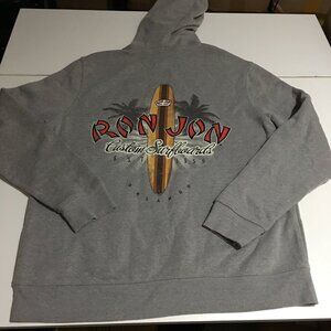 Ron Jon Surf Shop Hoodie Sweatshirt Medium Gray Mens Double Sided